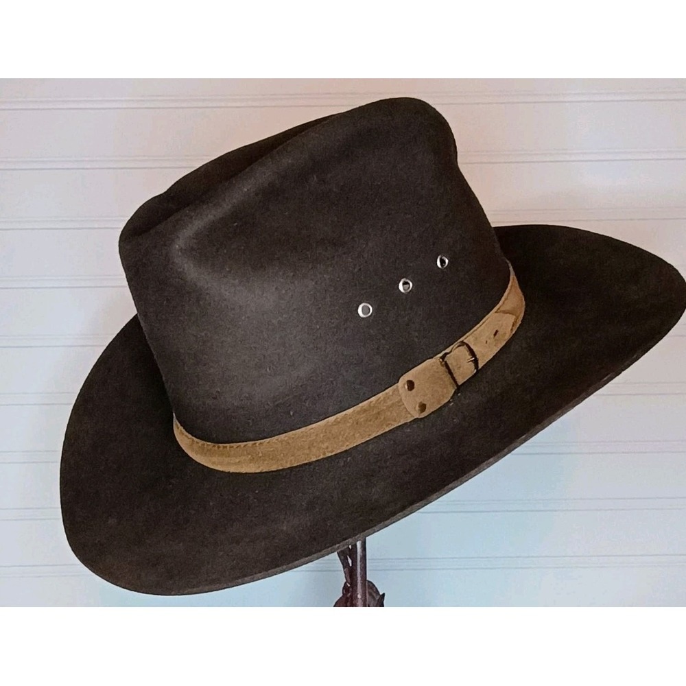 Beaver Hats 5X Fur Felt Western Cowboy Hat 7 1/2 Chocolate Brown Custom Made